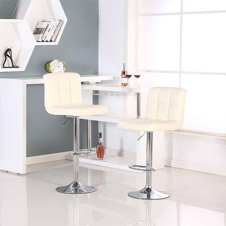 Height Adjustable Bar Stool With Stable Metal Base Integrated Footrest And Easy To Clean Upholstery For Cafe Pub And Restaurant
