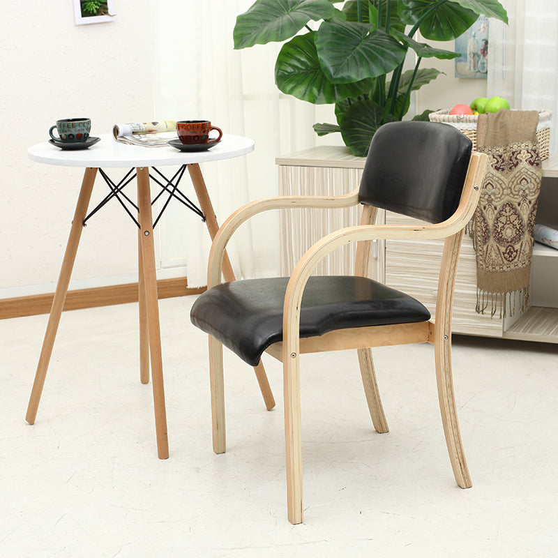 Casual Bent-Wood Armchair Fabric/Leather Upholstery Curved Frame & Everyday Comfort