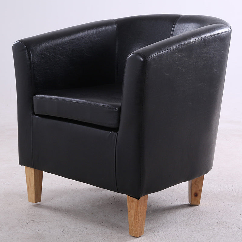 Vibrant Red Leather Tub Armchair Sleek Curved Design Sturdy Wooden Legs Single Seater for Living Rooms & Cozy Reading Nooks