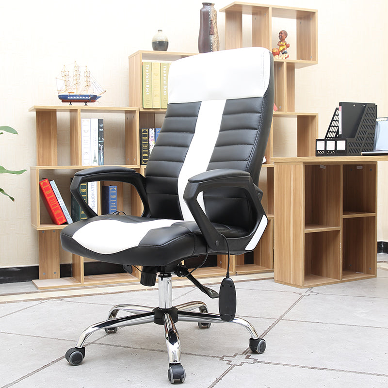 Executive Office Chair High-Back Ergonomic Desk Chair with Remote Control Premium PU Leather Office Chair with 360° Swivel & Height Adjustment Modern Two-Tone Office Chair for Home & Corporate Spaces