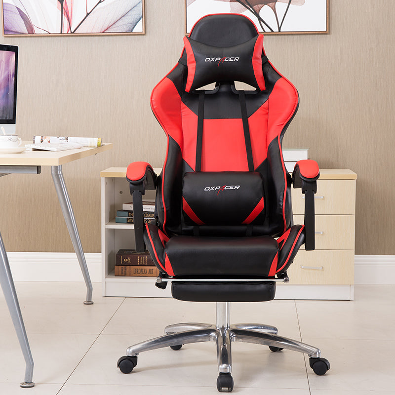 Ergonomic Gaming Chair: Racing-Style Reclining Chair with Extendable Footrest & Dual Color Options