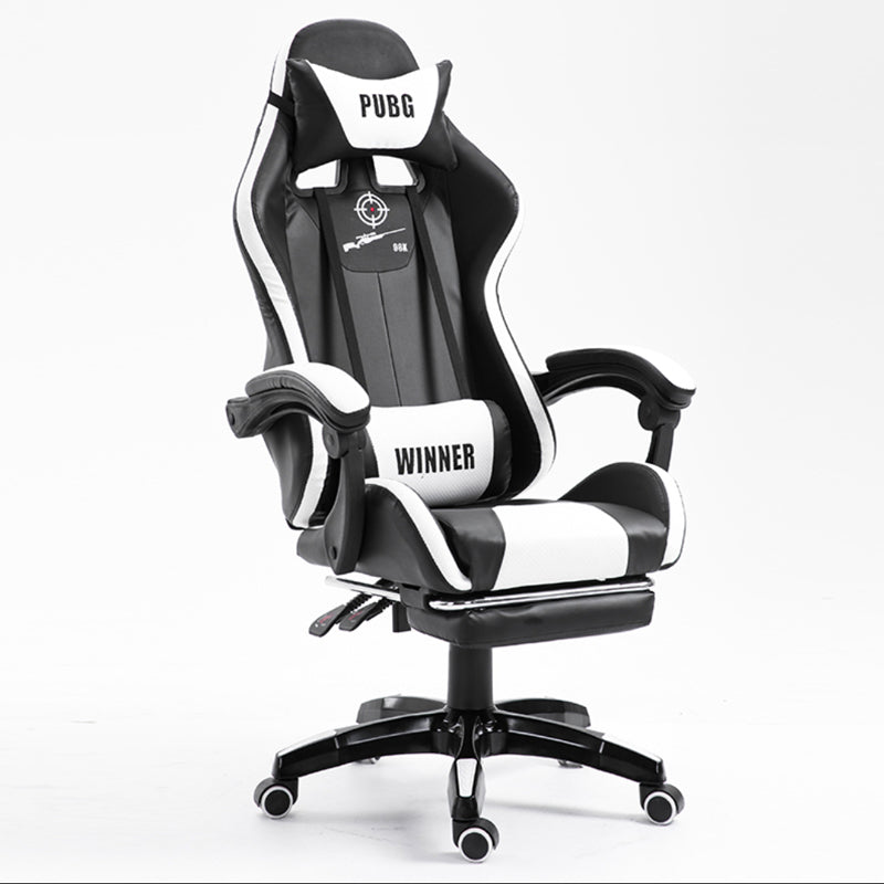 PUBG-Themed Gaming Chair Racing-Style Reclining Chair with Footrest & “WINNER” Branded Pillows