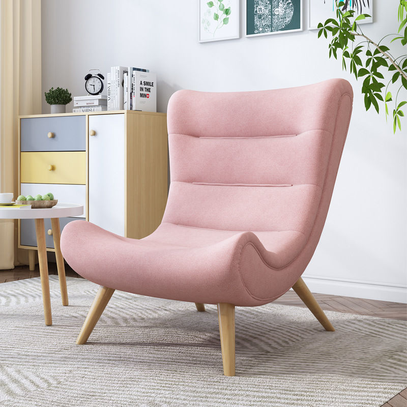 Modern Cozy Leisure Sofa Plush Multi-Hue Fabric Curved Wrapped Back & Matching Ottoman Set