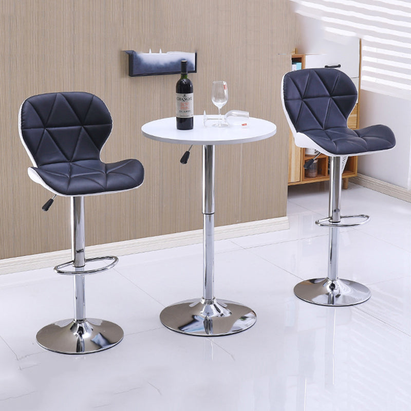 Diamond Quilted Adjustable Bar Stool Color-Block Design Metal Base & Multi-Hue Options for Bars/Counters