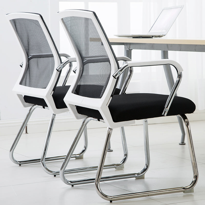Mid-Back Mesh Conference Chair Ergonomic Visitor Chair with Breathable Mesh Chrome Steel Bow Base Multi-Color Office Chair for Meeting Rooms & Reception Areas