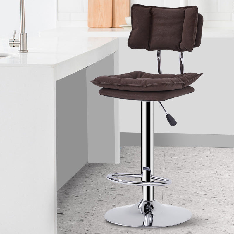 Double-Cushion Adjustable Bar Stool Plush Upholstery Soft Backrest & Disc Base for Home Bars/Kitchen Islands