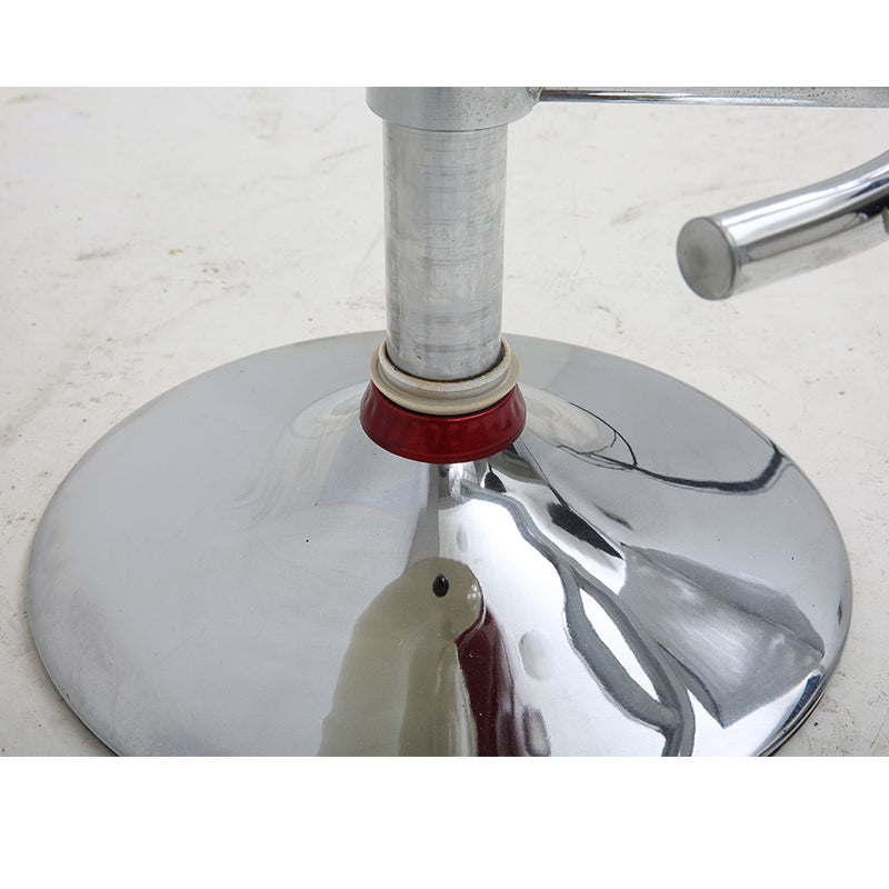 Adjustable Height Bar Stool Perforated Bentwood Backrest Plush Leather Cushion & Chrome Disc Base