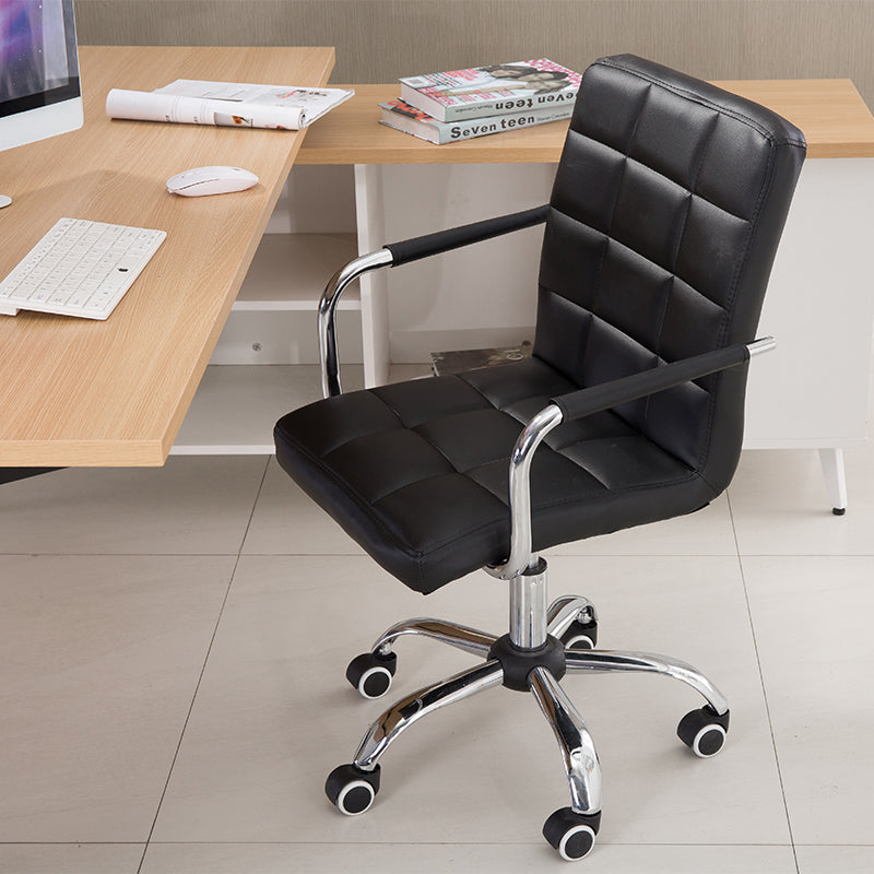 Mid-Back Office Chair Quilted Ergonomic Desk Chair with PU Leather/Fabric 360° Swivel & Height Adjustment Multi-Color Stylish Chair for Home Office & Creative Spaces