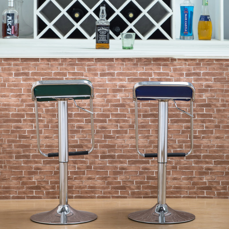 Adjustable Height Bar Stool Curved Leather Seat Chrome Frame & Disc Base With Bar Table Set Option