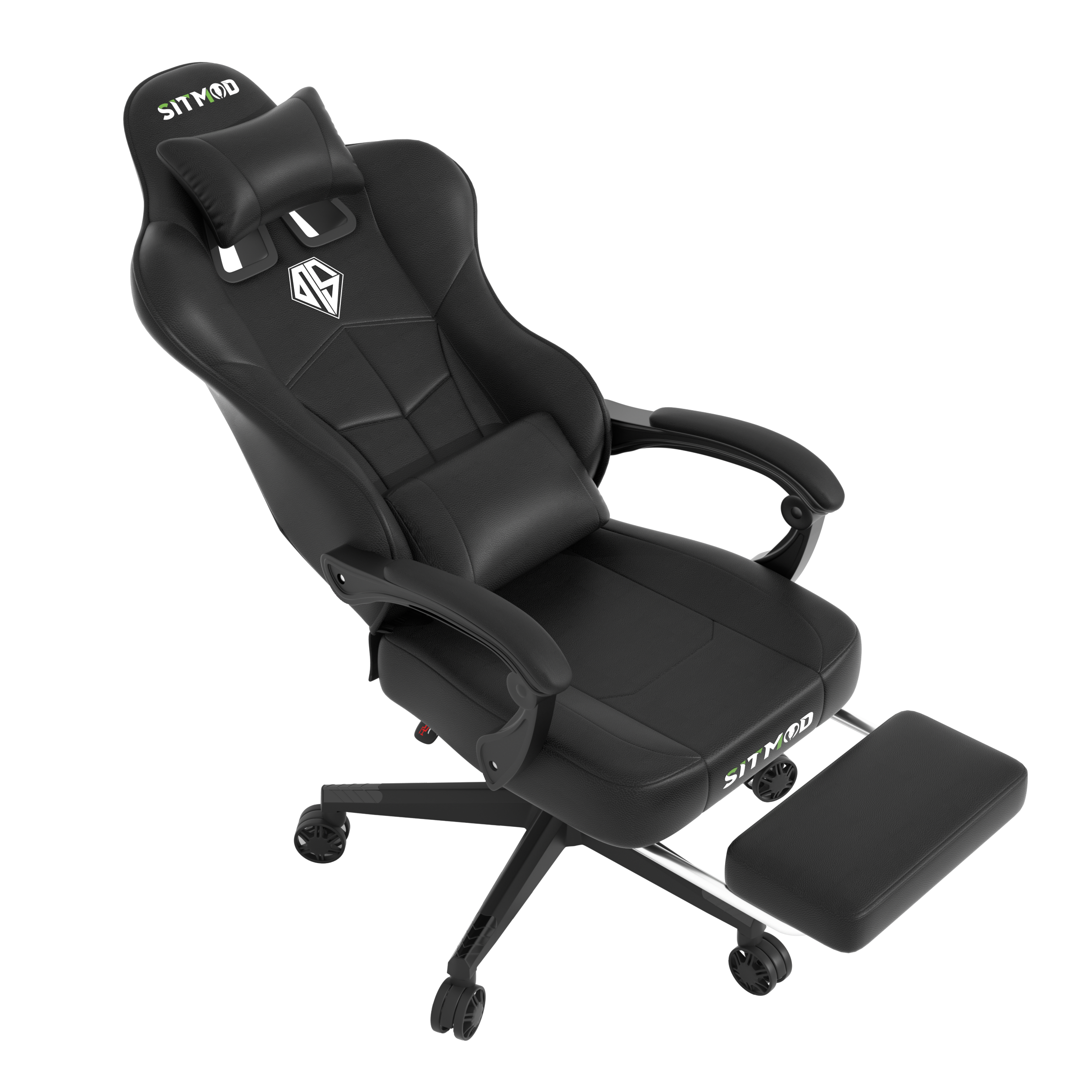 P52 SITMOD Ergonomic Gaming Chair: Core Series Racing-Style Reclining Chair with Extendable Footrest