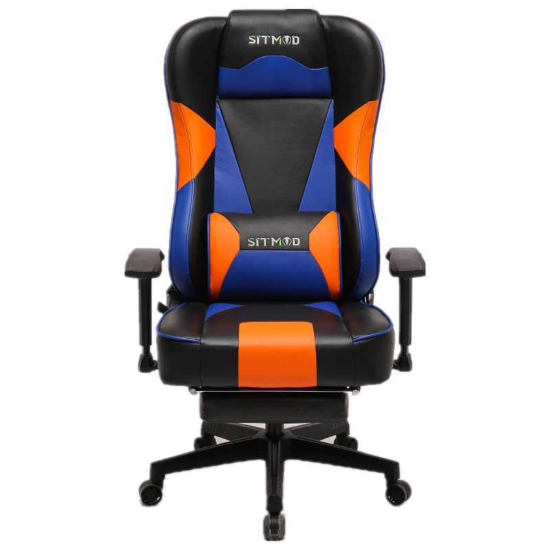 P10-SITMOD Red-Black-White Gaming Chair: Lumbar Pillow, Footrest, Adjustable Arms, Sturdy Base, Ergonomic Support for Gaming & Office Work Sessions