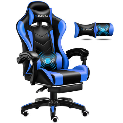 KALEULL Massage Gaming Chair Racing-Style Ergonomic Reclining Chair with Footrest & Vibrating Lumbar Support
