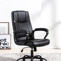 B09-Black Leather High-Back Office Chair: Adjustable, Ergonomic Support, Sturdy Base for Home & Professional Workspaces’ Daily Comfortable Seating & Tasks