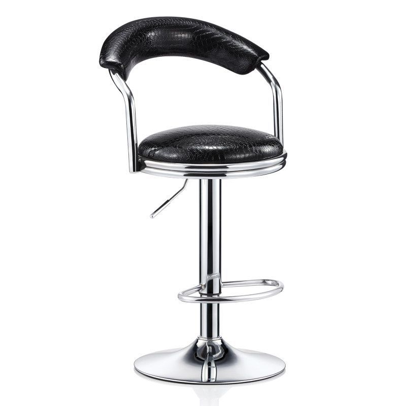 J05 Curved Armrest Adjustable Bar Stool: Leather (Crocodile Texture Option), Chrome Base & Footrest