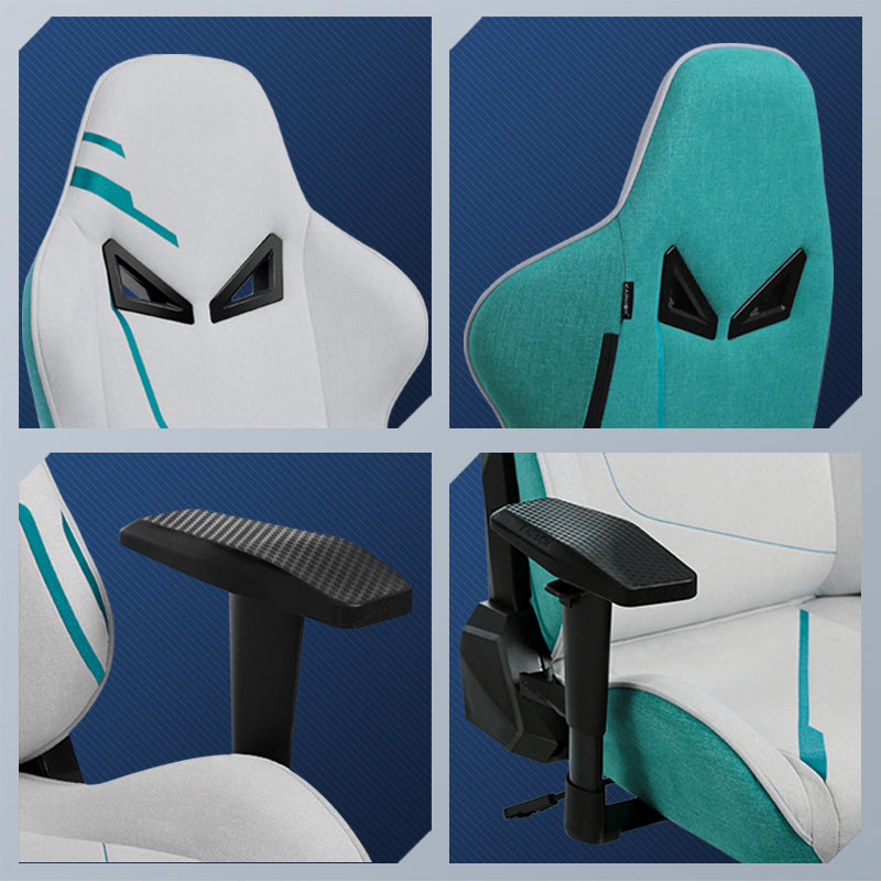 Gaming Chair: Futuristic Mask Design 150° Recline & Breathable Fabric Upholstery