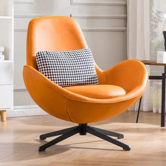 Degree Swivel Egg Armchair Leather Upholstery Curved Design & Cozy Lounge Comfort
