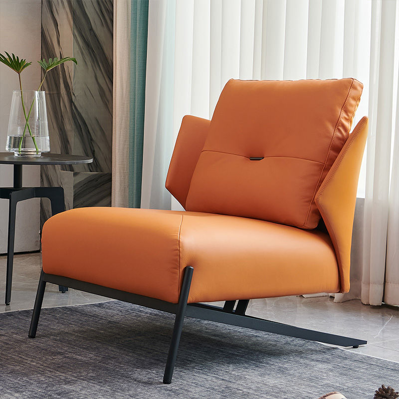 Contemporary Leather Armchair Sleek Metal Base Button-Accented Back & Multi-Hue Options for Modern Lounges