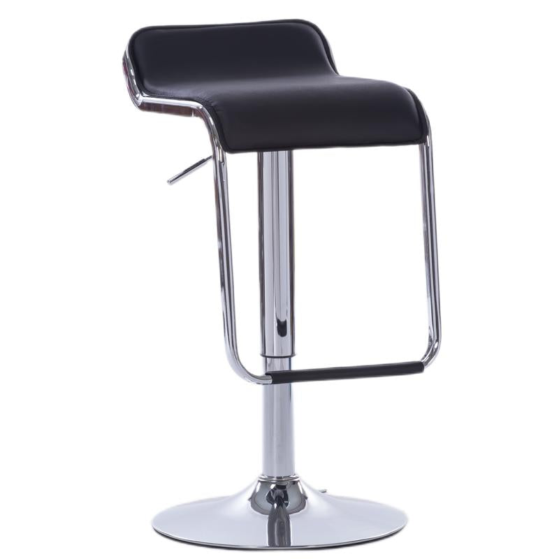 J21 Adjustable Height Bar Stool: Curved Leather Seat, Chrome Frame & Disc Base (With Bar Table Set Option)