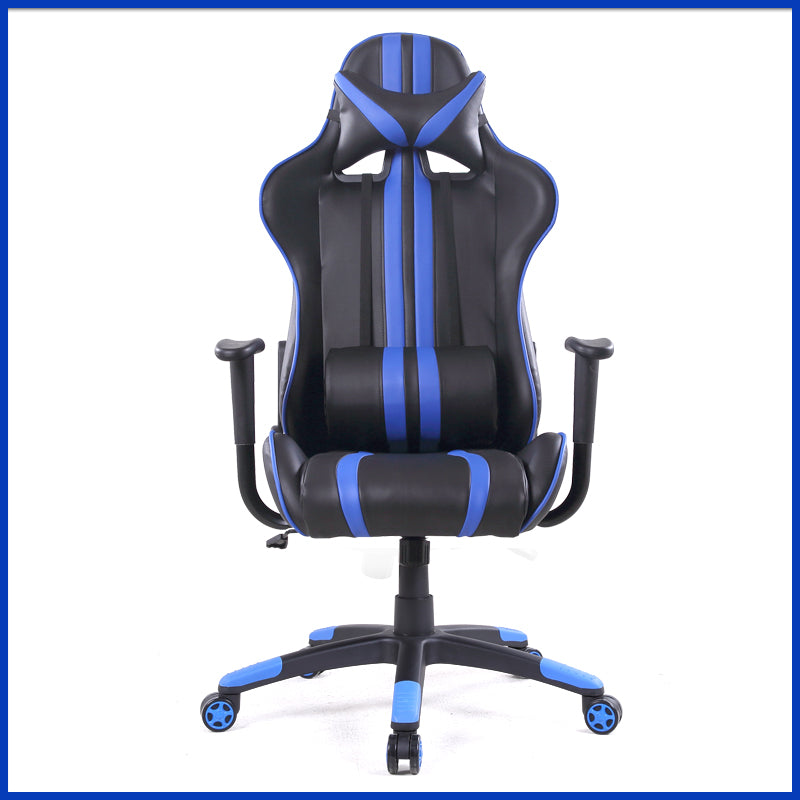 Racing-Style Gaming Chair Multi-Color Stripe Design Reclining Ergonomic Chair with PU Leather Upholstery