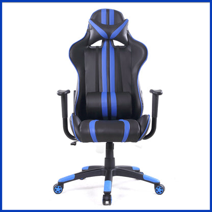 Racing-Style Gaming Chair Multi-Color Stripe Design Reclining Ergonomic Chair with PU Leather Upholstery