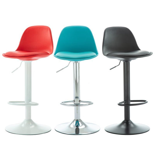 One-Piece Adjustable Bar Stool Sleek Molded Design Multi-Hue Options & Stable Disc Base