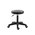 J28 Adjustable Rolling Stool: Circular Rippled Leather Cushion, Five-Caster Base for Workshop & Salon Use
