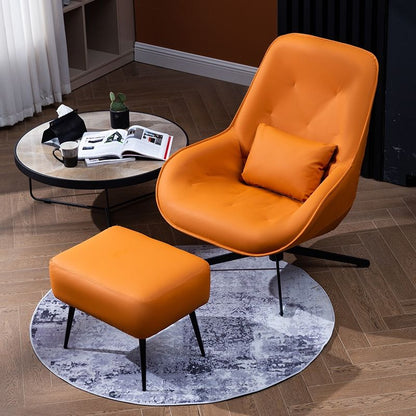 Swivel Leather Armchair Tufted Design Ergonomic Shape & Optional Ottoman for Modern Lounges
