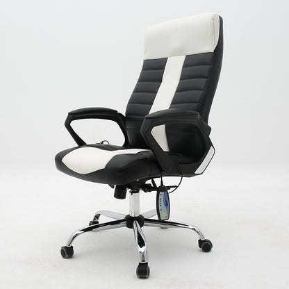 Executive Office Chair High-Back Ergonomic Desk Chair with Remote Control Premium PU Leather Office Chair with 360° Swivel & Height Adjustment Modern Two-Tone Office Chair for Home & Corporate Spaces