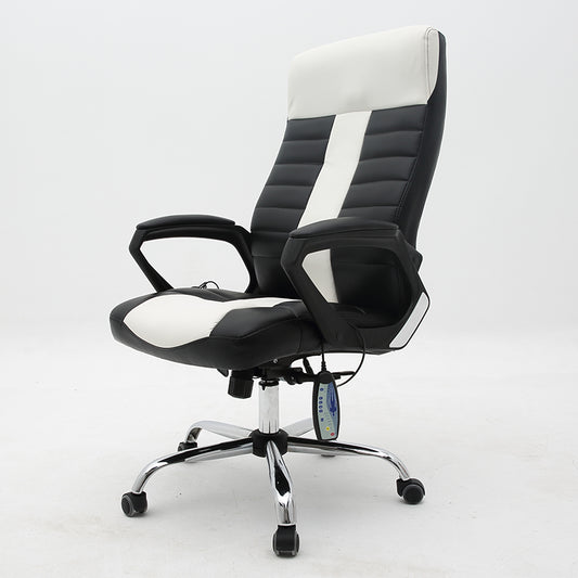 Executive Office Chair High-Back Ergonomic Desk Chair with Remote Control Premium PU Leather Office Chair with 360° Swivel & Height Adjustment Modern Two-Tone Office Chair for Home & Corporate Spaces
