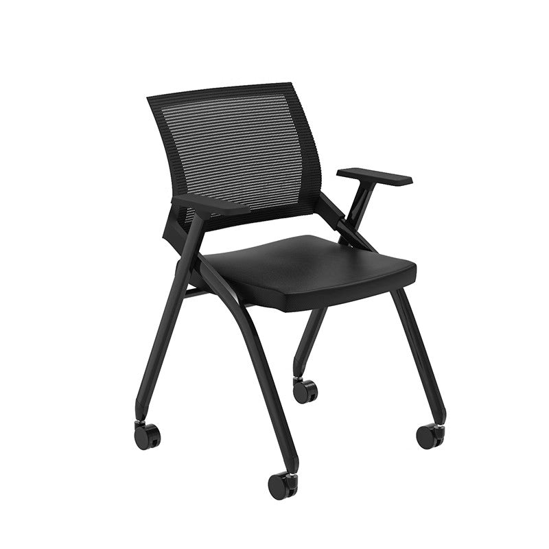 Rolling Stackable Mesh Conference Chair Smooth Casters Armrests Space-Saving Design for Office & Meeting Rooms