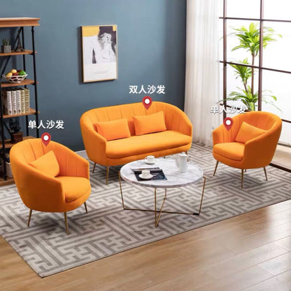 Velvet Curved Armchair & Sofa Set Fan-Stitch Design Gold Legs & Multi-Color Options for Stylish Lounges