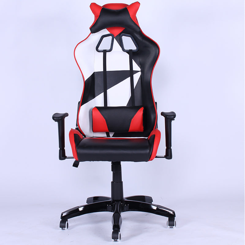Devil Horn Gaming Chair Geometric Color-Block Design Racing-Style Ergonomic Reclining Chair