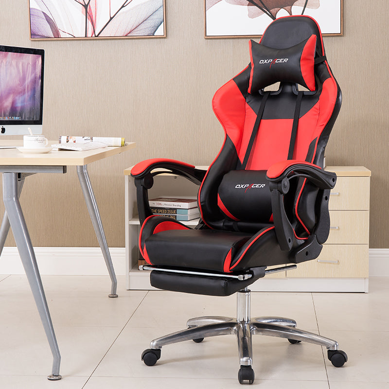 Ergonomic Gaming Chair: Racing-Style Reclining Chair with Extendable Footrest & Dual Color Options