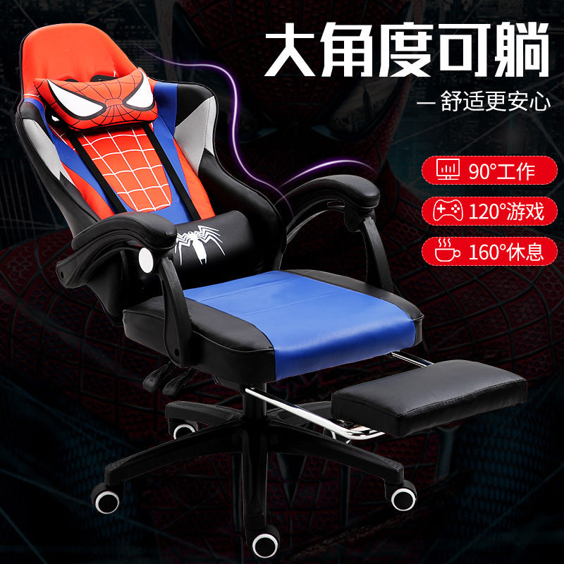 Spider-Man Themed Gaming Chair 150° Reclining Racing-Style Chair with Footrest & Themed Pillows