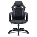 B04-Black Leather-Mesh Gaming Chair: Breathable Back Holes, Adjustable Arms, Ergonomic Support for Extended Gaming, Office Work And Leisure