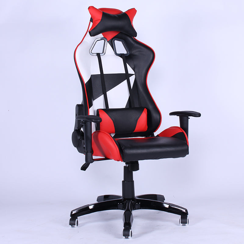 Devil Horn Gaming Chair Geometric Color-Block Design Racing-Style Ergonomic Reclining Chair