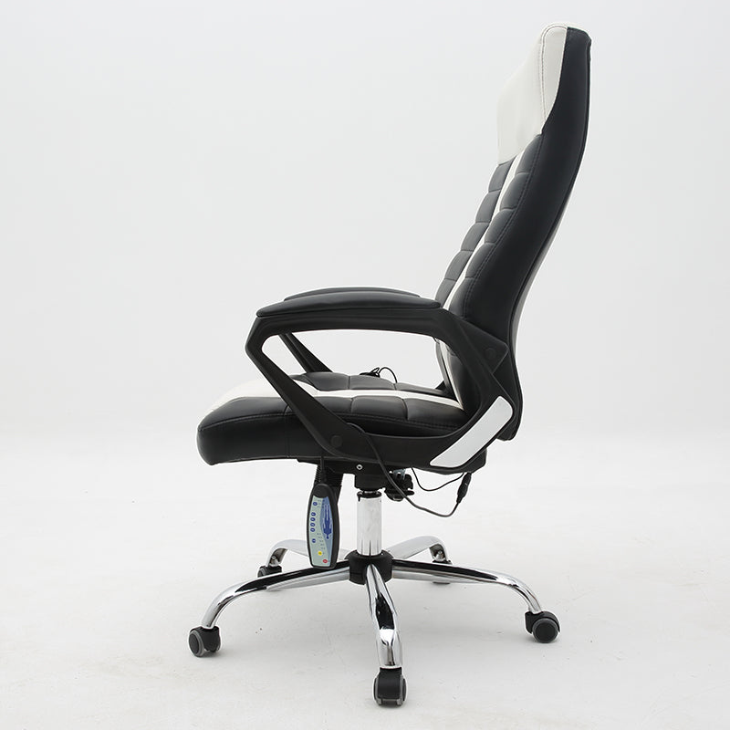 Executive Office Chair High-Back Ergonomic Desk Chair with Remote Control Premium PU Leather Office Chair with 360° Swivel & Height Adjustment Modern Two-Tone Office Chair for Home & Corporate Spaces