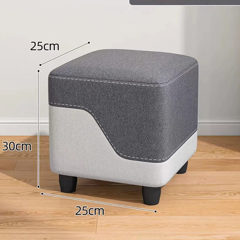 C07-SITMOD Compact Multi-Use Stool: Color-Block Tech Fabric, Solid Wood Frame, Versatile for Living Room, Entryway & Foot Rest