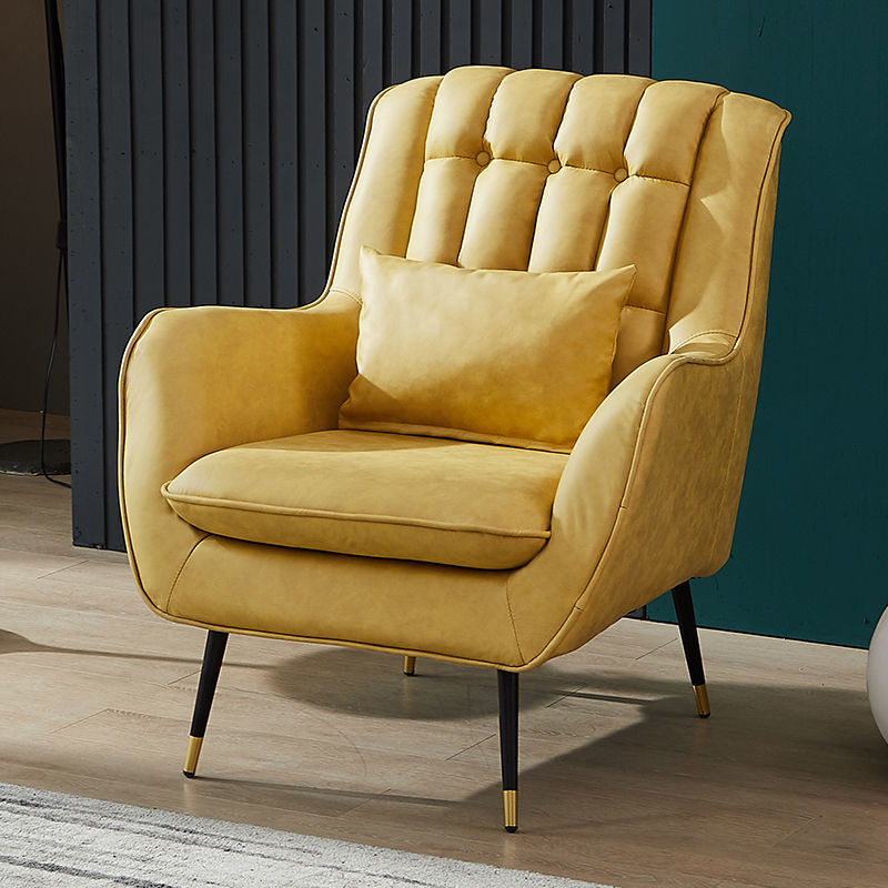 Tufted Wingback Armchair Velvet/Leather Upholstery Metal Legs & Matching Ottoman for Luxe Lounging