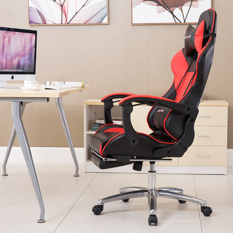 Ergonomic Gaming Chair: Racing-Style Reclining Chair with Extendable Footrest & Dual Color Options