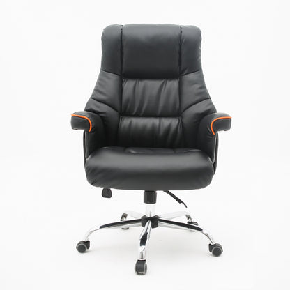 Executive Office Chair High-Back Plush Ergonomic Desk Chair with Contrast Stitching Premium PU Leather Office Chair with 360° Swivel & Height Adjustment Modern Gaming-Inspired Office Chair for Home & Corporate Spaces