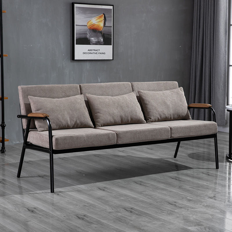 Industrial Mix & Match Sofa Metal Frame Wood Armrest Fabric & Leather Options Multi-Seat Sizes