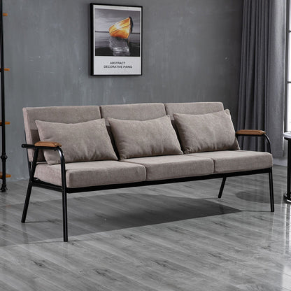 Industrial Mix & Match Sofa Metal Frame Wood Armrest Fabric & Leather Options Multi-Seat Sizes