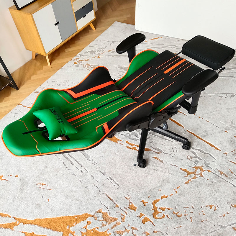 DOWINX Flat-Lying Gaming Chair 150° Convertible Bed Extended Footrest & Racing-Style Ergonomic Support