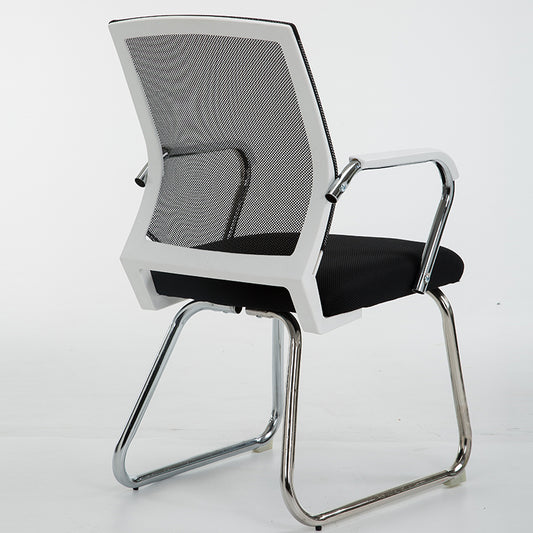 Mid-Back Mesh Conference Chair Ergonomic Visitor Chair with Breathable Mesh Chrome Steel Bow Base Multi-Color Office Chair for Meeting Rooms & Reception Areas