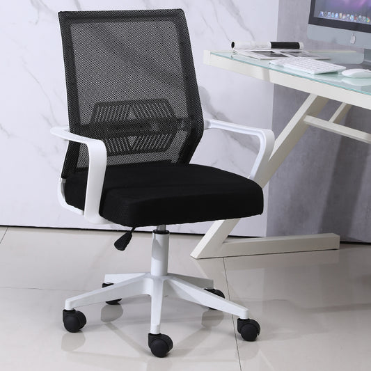 Mid-Back Mesh Office Chair Ergonomic Desk Chair with Breathable Mesh & Padded Seat, 360° Swivel & Height Adjustment Black & White Chair for Home Office & Study Spaces