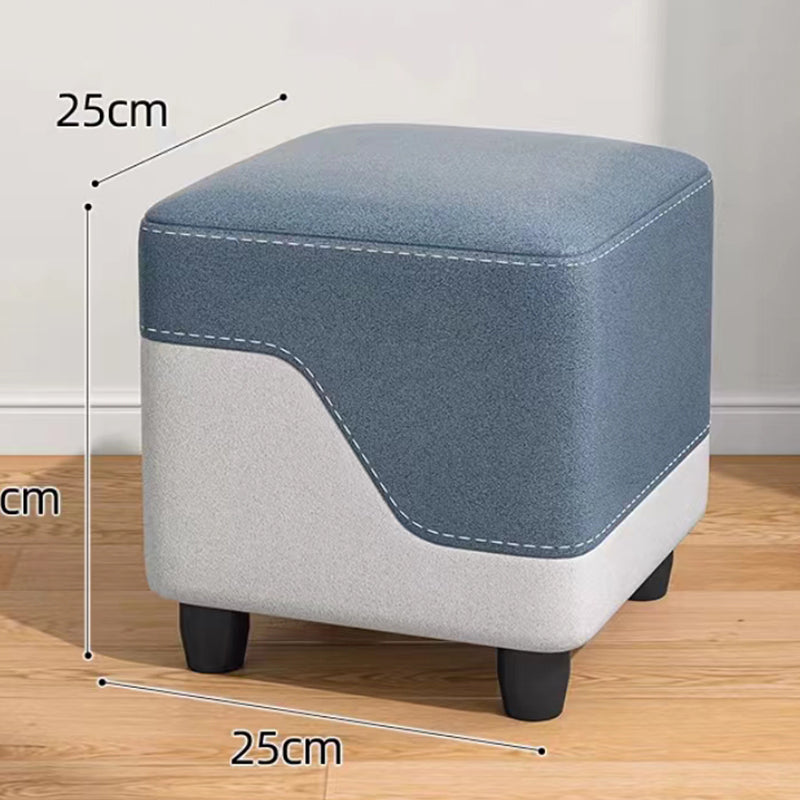 Compact Multi-Use Stool Color-Block Tech Fabric Solid Wood Frame Versatile for Living Room Entryway & Foot Rest