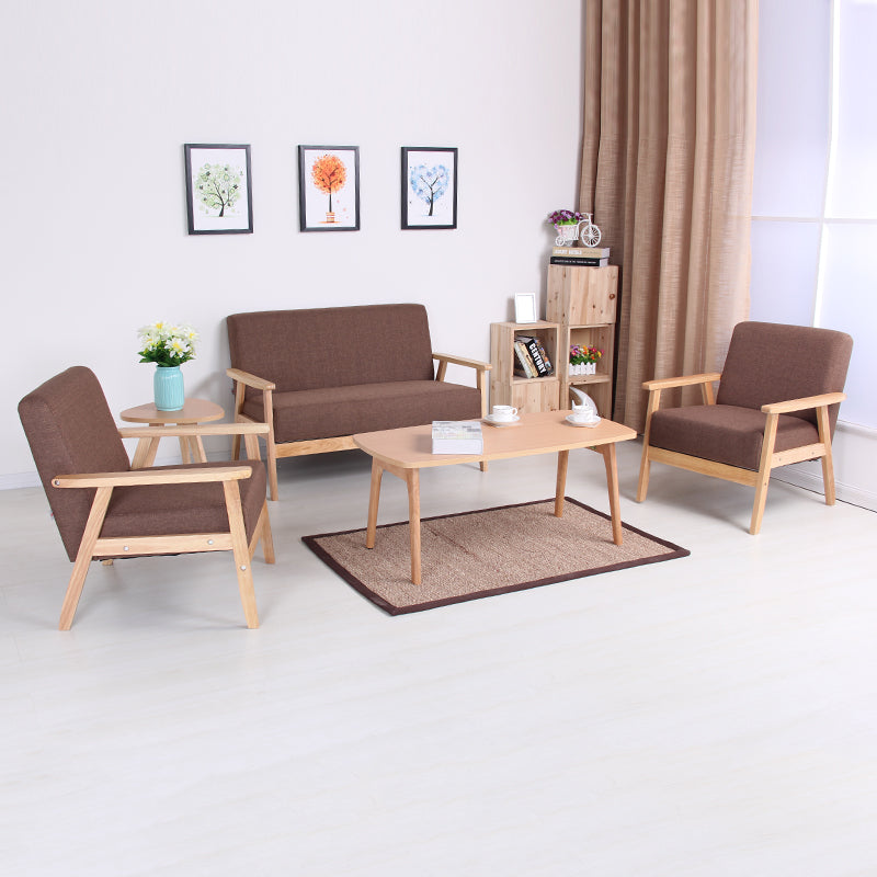 Modern Purple Fabric Lounge Chair with Light Wooden Frame - Stylish Upholstered Seating