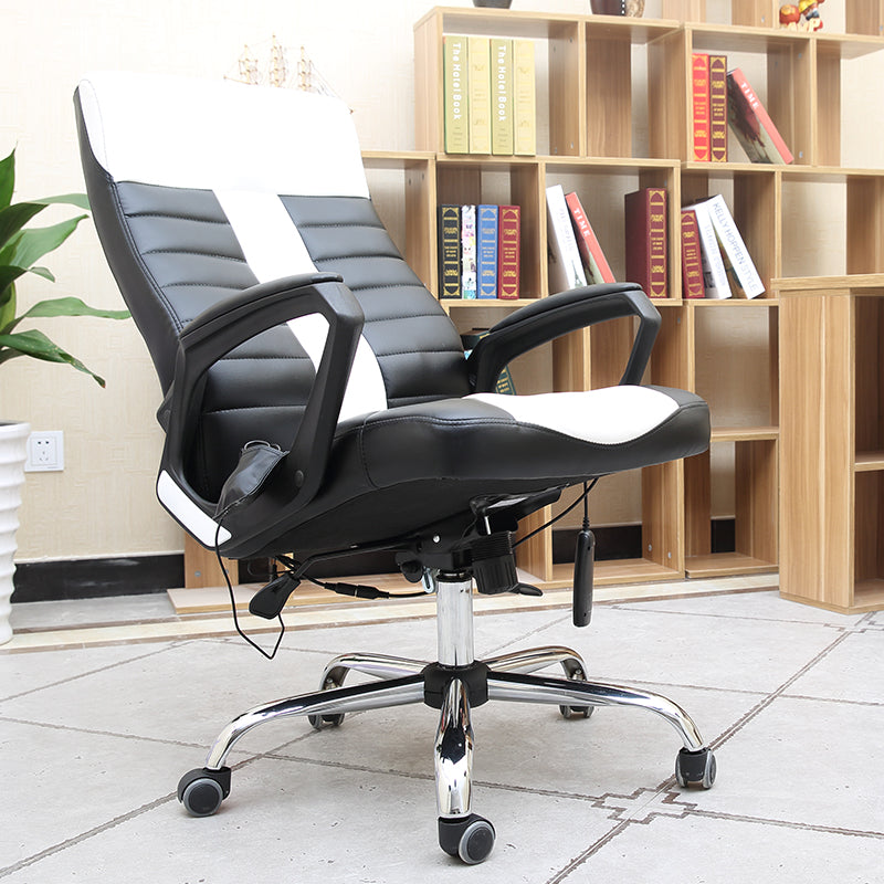 Executive Office Chair High-Back Ergonomic Desk Chair with Remote Control Premium PU Leather Office Chair with 360° Swivel & Height Adjustment Modern Two-Tone Office Chair for Home & Corporate Spaces