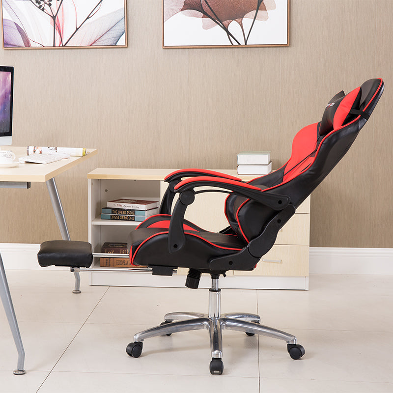 Ergonomic Gaming Chair: Racing-Style Reclining Chair with Extendable Footrest & Dual Color Options